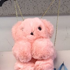 Pink Plush Bear Shoulder Bag